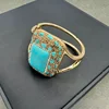 NISHIZAWA Turquoise Bangles Geometric Square Hyperbole Turkish Women Bracelets Palace Style Jewelry Fashion Pulseras Mujer 4