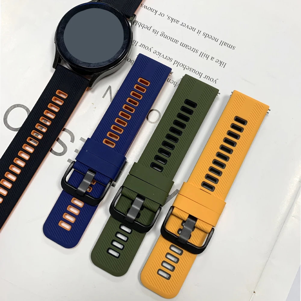 Two-Tone Silicone Watchband, 22mm Replacement Wrist Strap