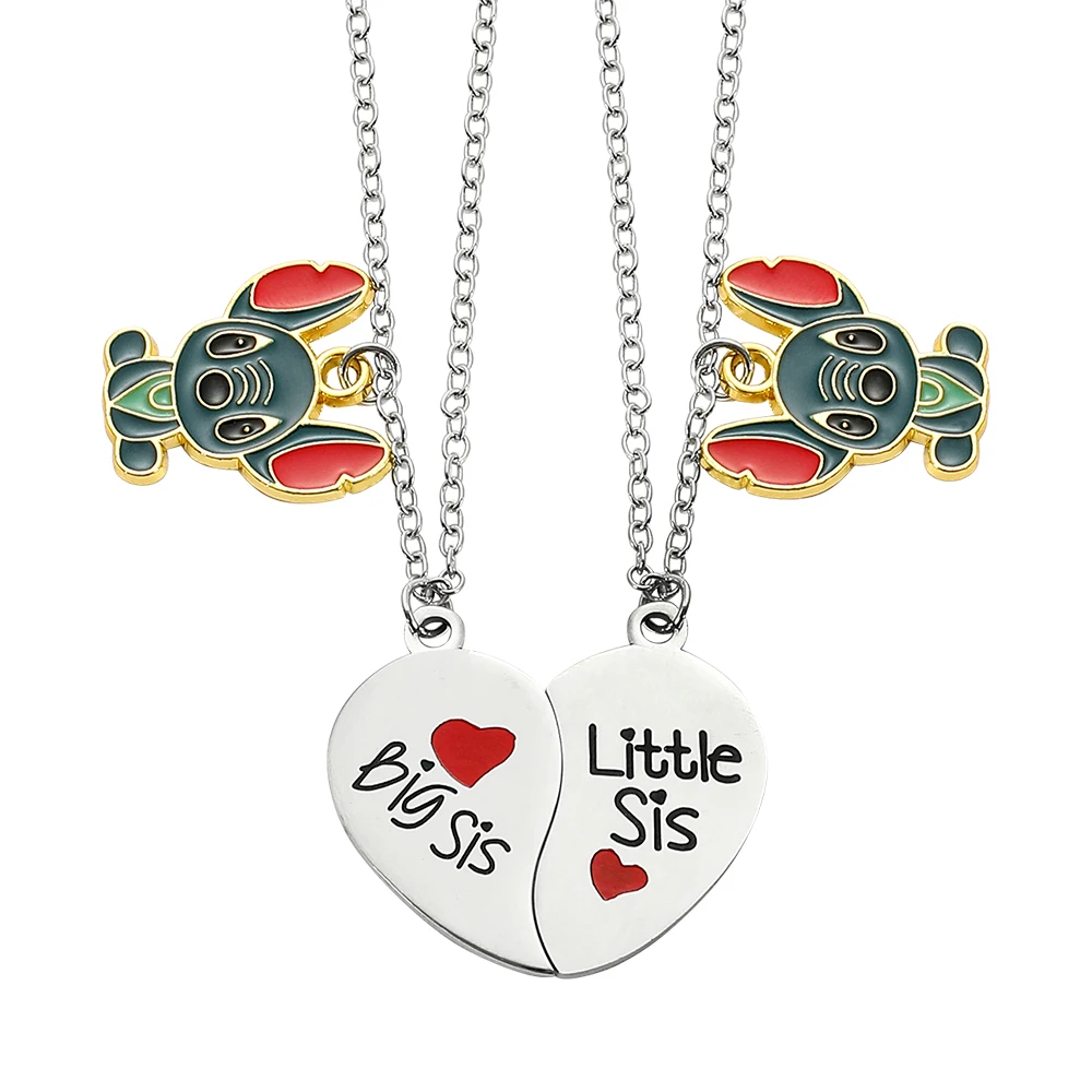 Disney Heart Lilo Stitch Pendant Best Friend Girl BFF Necklace of 2 for Kids Children Friendship