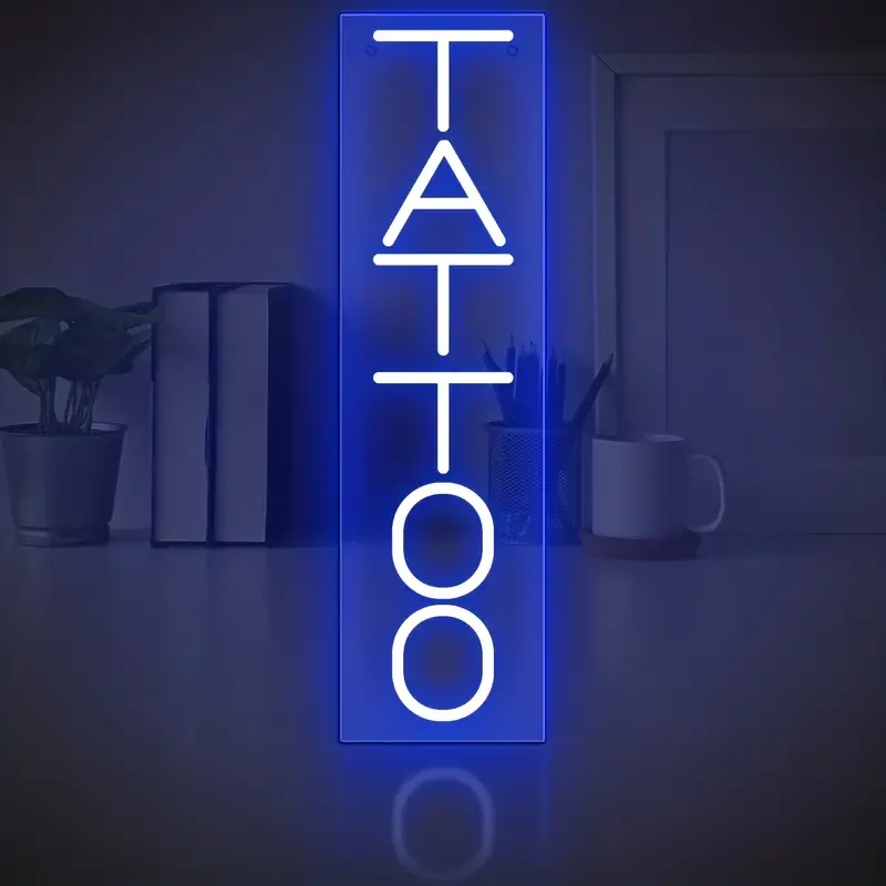 TATTOO Insegna da parete con luce al neon per salone di tatuaggi Studio Negozio LED Neon Art Decor per negozi aziendali Logo Vetrina Man Cave  15