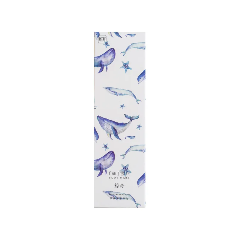 Whale Fish paper bookmark 30 pcs/box stationery bookmarks book holder message card school supplies papelaria paper bookmark bookmark page holder bookmarks stationery supplies