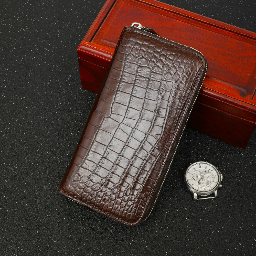 

2023 New Design Luxury Crocodile Skin Men Wallets Business Genuine Leather Man Clutch Bag No Splicing Large Capacity Wallet 50