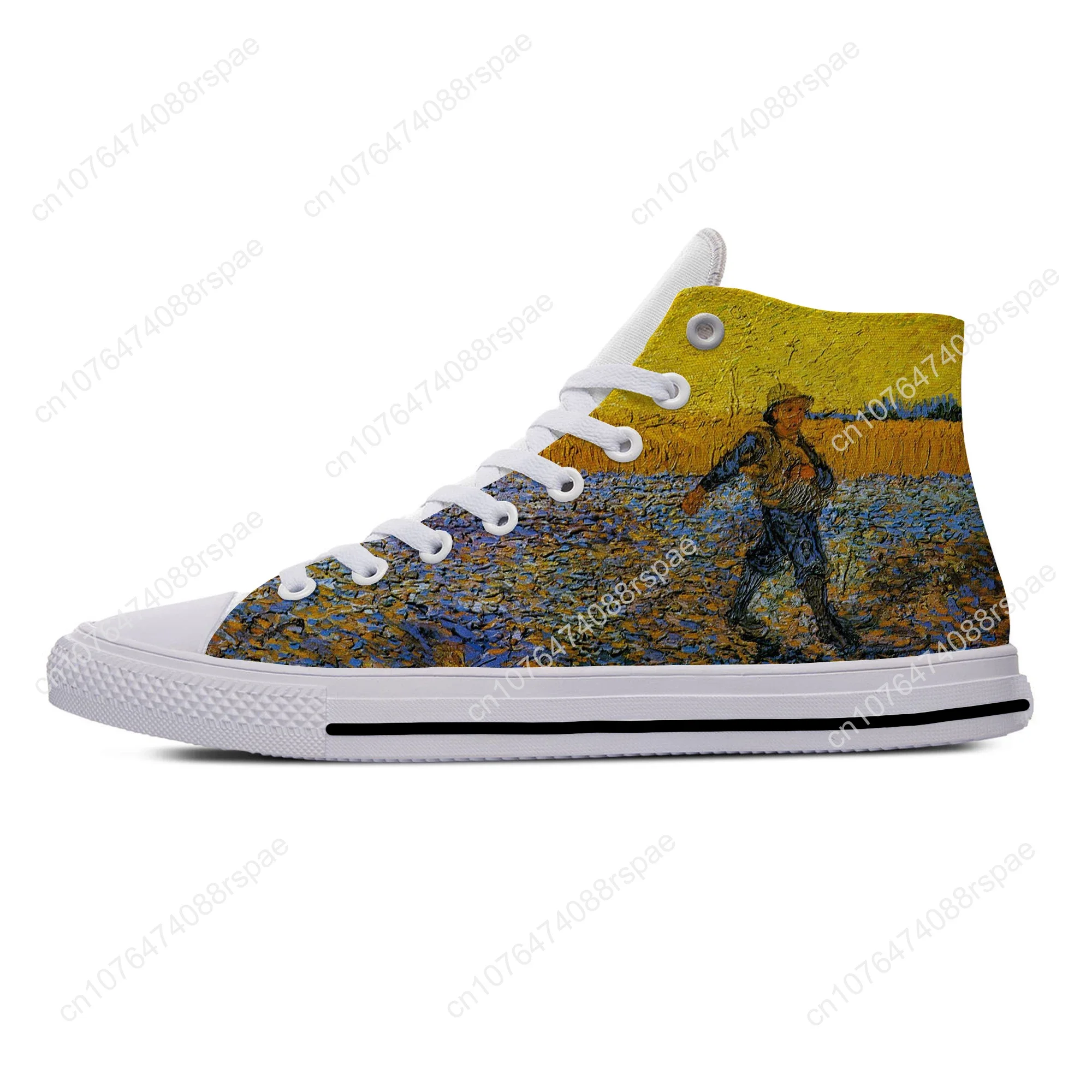 Van Gogh Oil Painting Aesthetic Starry Night Cool Casual Cloth Shoes High Top Lightweight Breathable 3D Print Men Women Sneakers