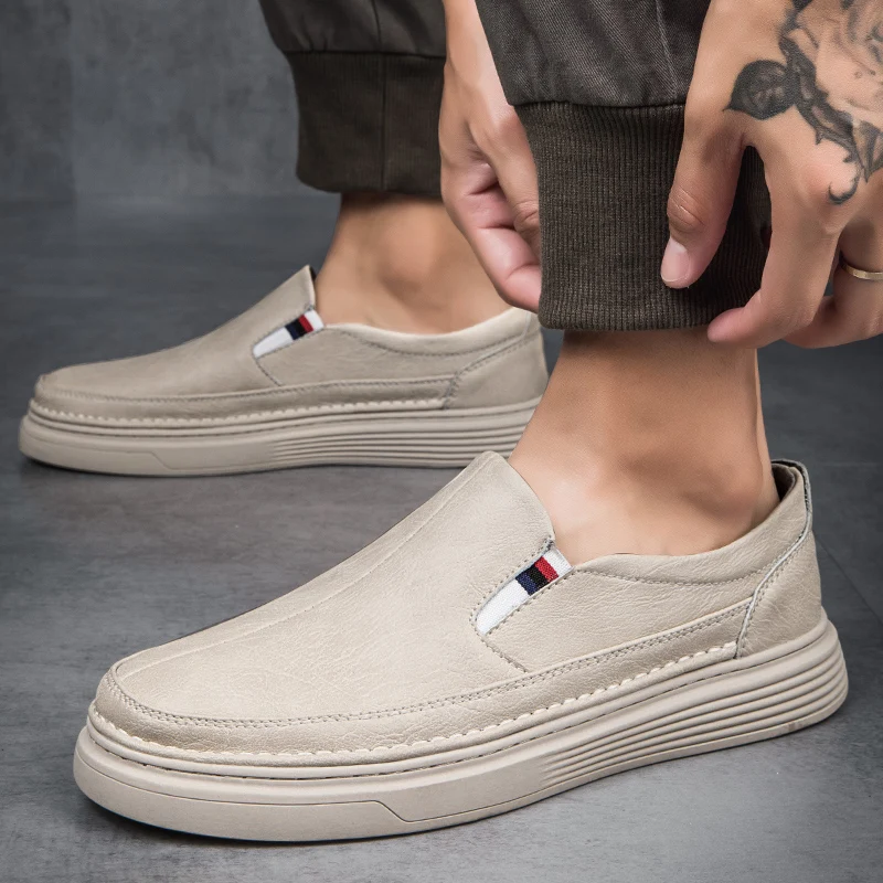 2025 Men's Casual Shoes High Quality Fashion Flats Genuine Leather Men Daily Round Toe Skateboarding Shoes Man Big Size 37-47 6