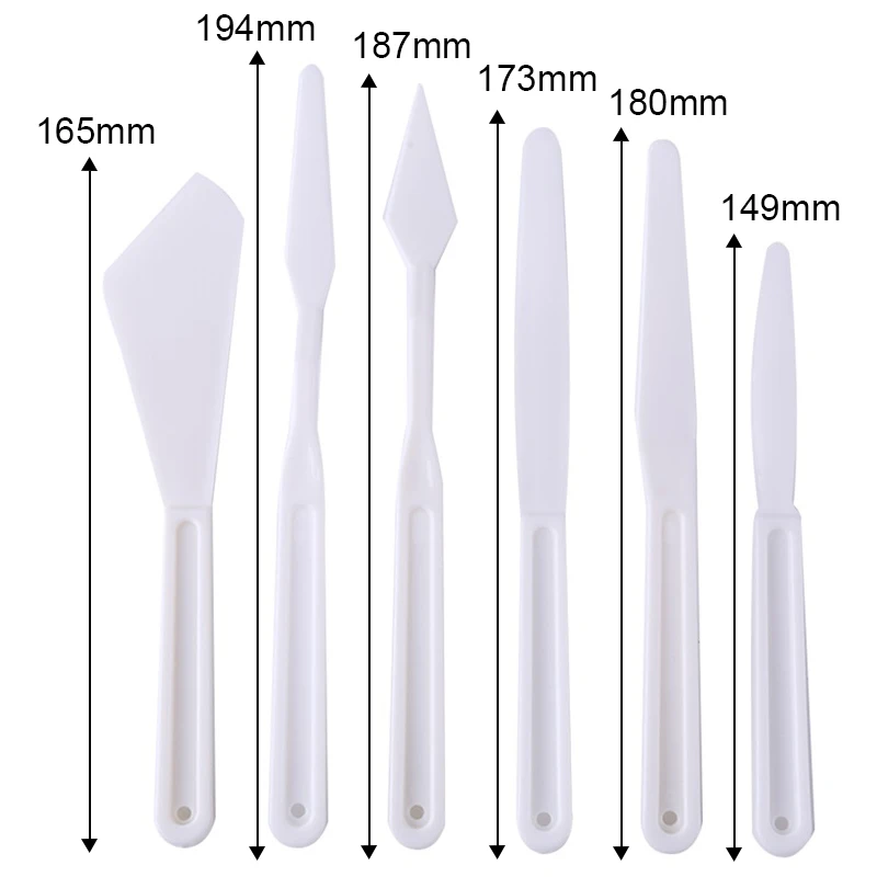 Plastic Palette Knife Set Different Sizes Spatula Palette Painting Knives DIY Stamping Oil Canvas Painting Crafts 6pcs/set
