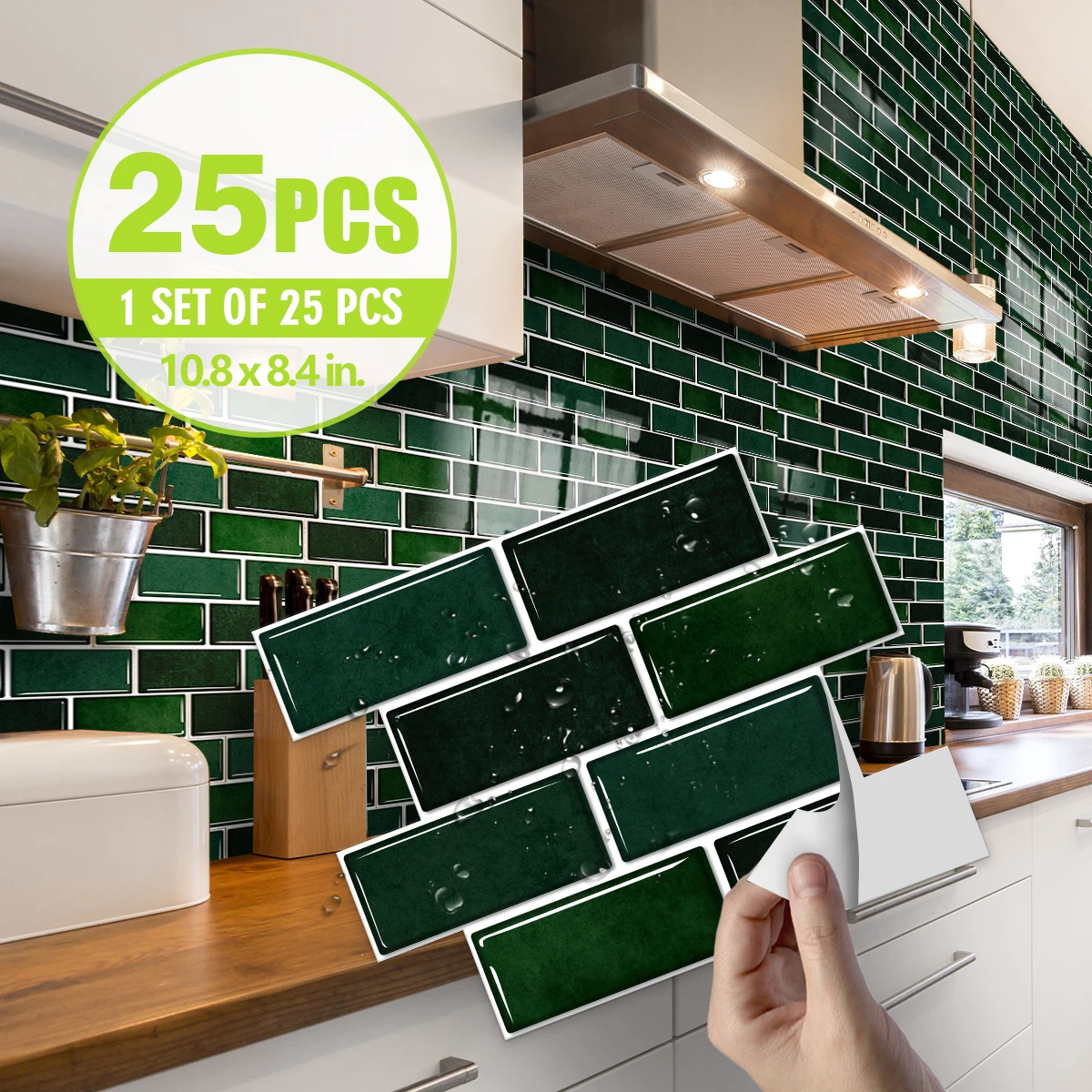 Vintage Marble Pattern Waterproof Oil Crystal Kitchen Stickers 25PCS
