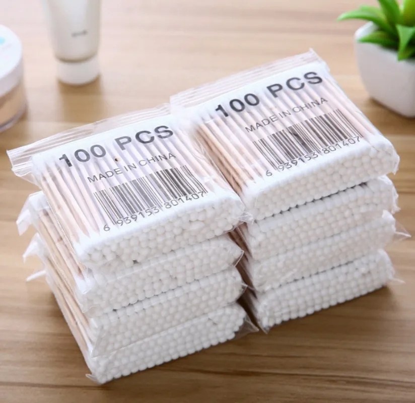 Double Head Wood Cotton Swab Baby Swab Women Makeup Cotton Buds Tip Wood Sticks Nose Ears Cleaning Health Care Tools cotton swabs