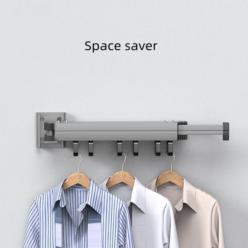 Retractable Clothes Hanger,Aluminum Alloy Folding Drying Rack, Wall-mounted Collapsible Drying Rack, Space Saver Clothes dryer 5