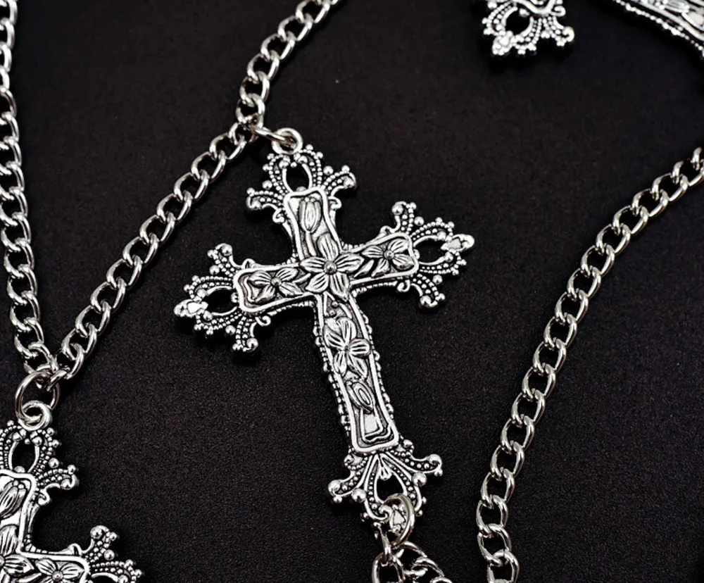 Dark Lolita cyberpunk Gothic Cross Waist Chain Skirt Chain Belt Spice Girl Accessories Sister cos