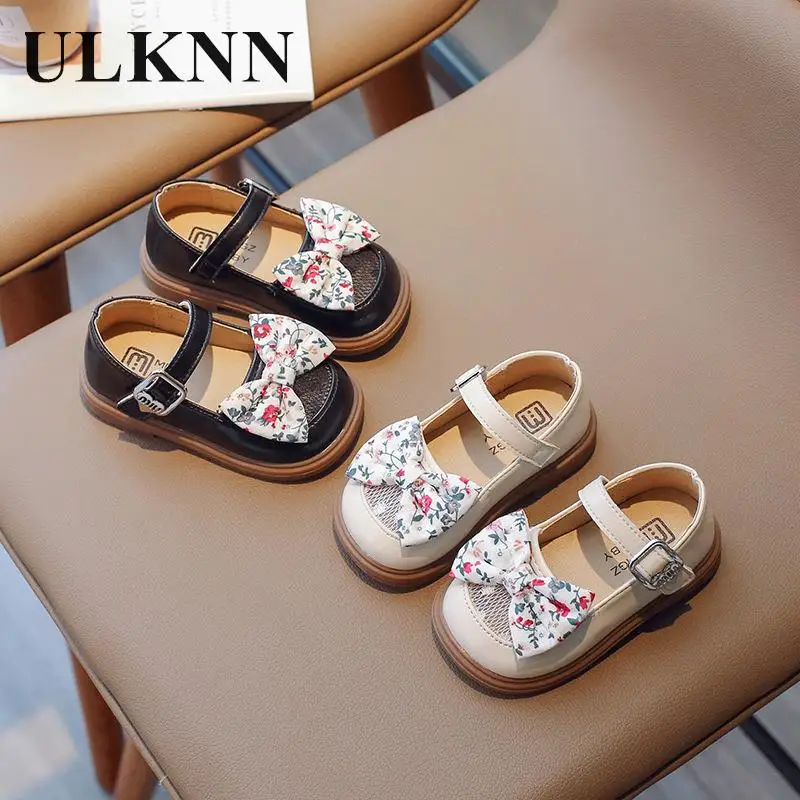 

Baby Shallow Mouth Small Leather Shoes 2024 Spring Autumn New Girl's Countryside Style Princess Shoes Baby Soft Bow Single Shoes