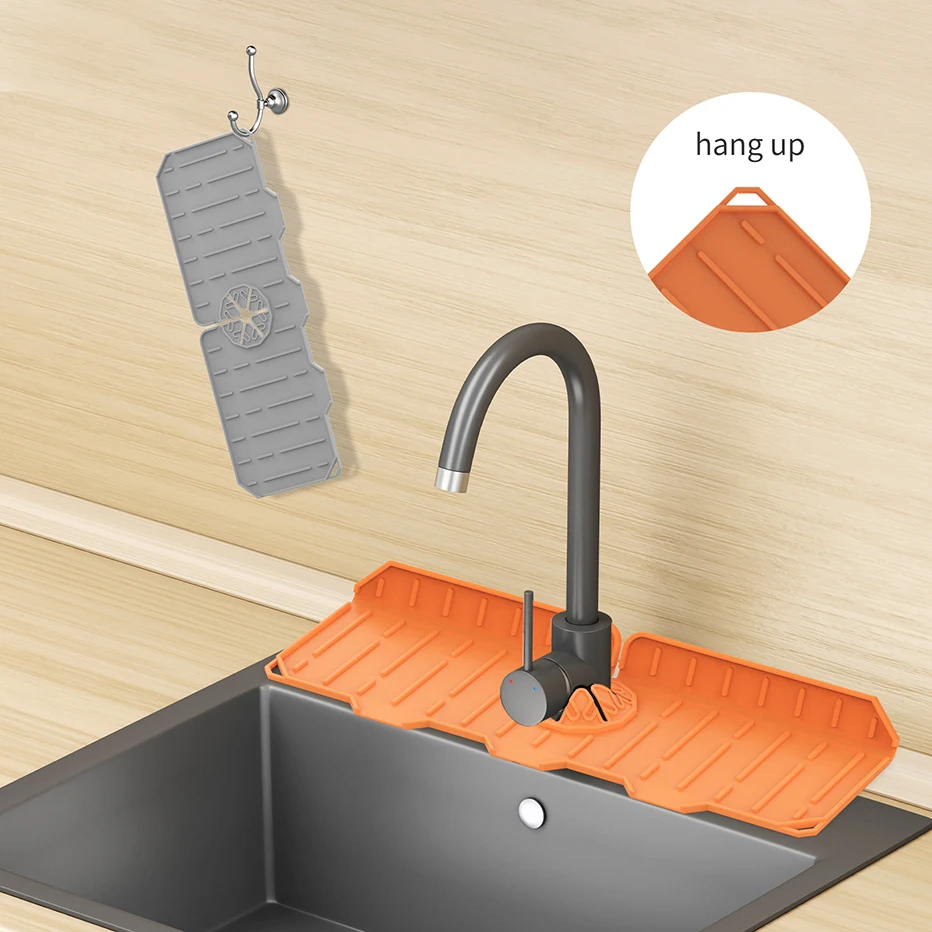 Dropship 1pc Sink Drain Mat; Sink Faucet Splash Guard; Silicone