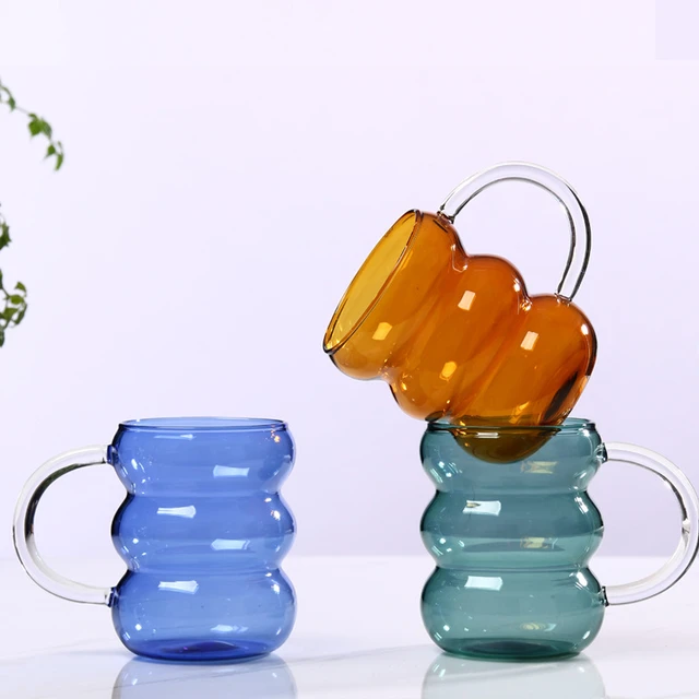 Wavy Handle Coloured Glass Mug | HOMELIVY