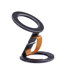 Enhanced Double - Sided Magnetic Aluminum Ring Holder with Foldable Design (Black)