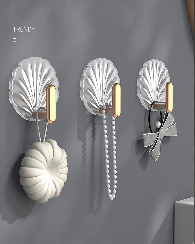 Description Picture 6 of item8 PCS Acrylic Transparent Hook Strong Adhesive Kitchen Living Room Bathroom Wall Multifunctional Towe Key Clothes Hats Storage