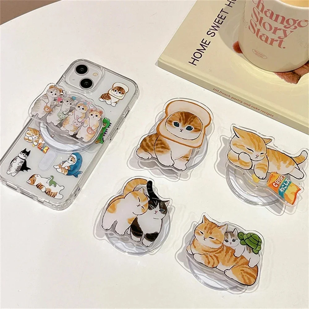 Ins Koreanische Cartoon Niedlichen Panda Katze für Magsafe Magnetische Telefon Griptok Grip Tok Stehen Faltbare Drahtlose Lade Fall Halter Halterung – Detail 5