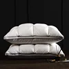 Luxury 2pcs Goose Down Feather Pillows 3D Bread Pleated Neck Protection 100% Cotton Cover Bed Pillow for Sleeping Hotel Quality 6