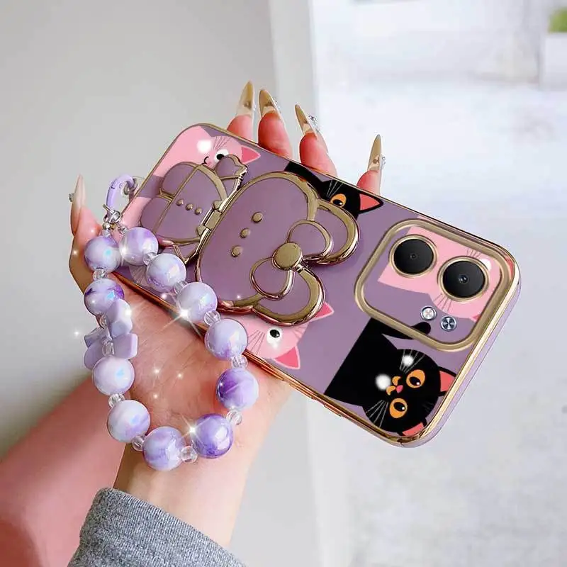 Romantic Love Phone Case Set: Phone Case, Lanyard, and Rabbit Stand - Comfortable and Lightweight Design