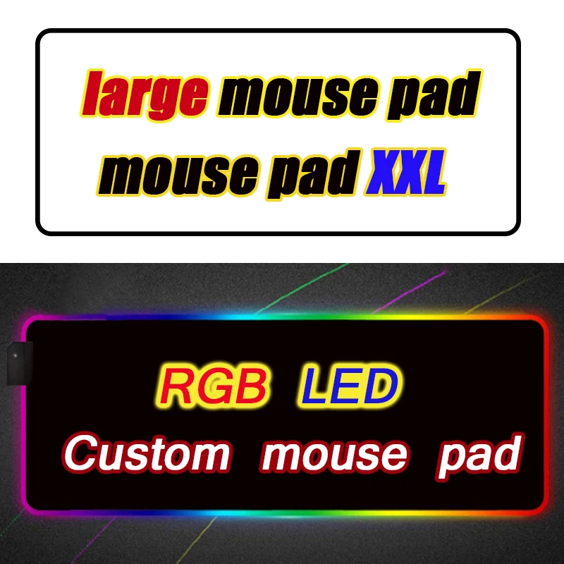 Tapis de souris Led personnalisé rvb tapis de bureau Gamer tapis Xxl rétro-éclairé Genshin Impact Overwatch accessoires de jeu pour souris d'ordinateur