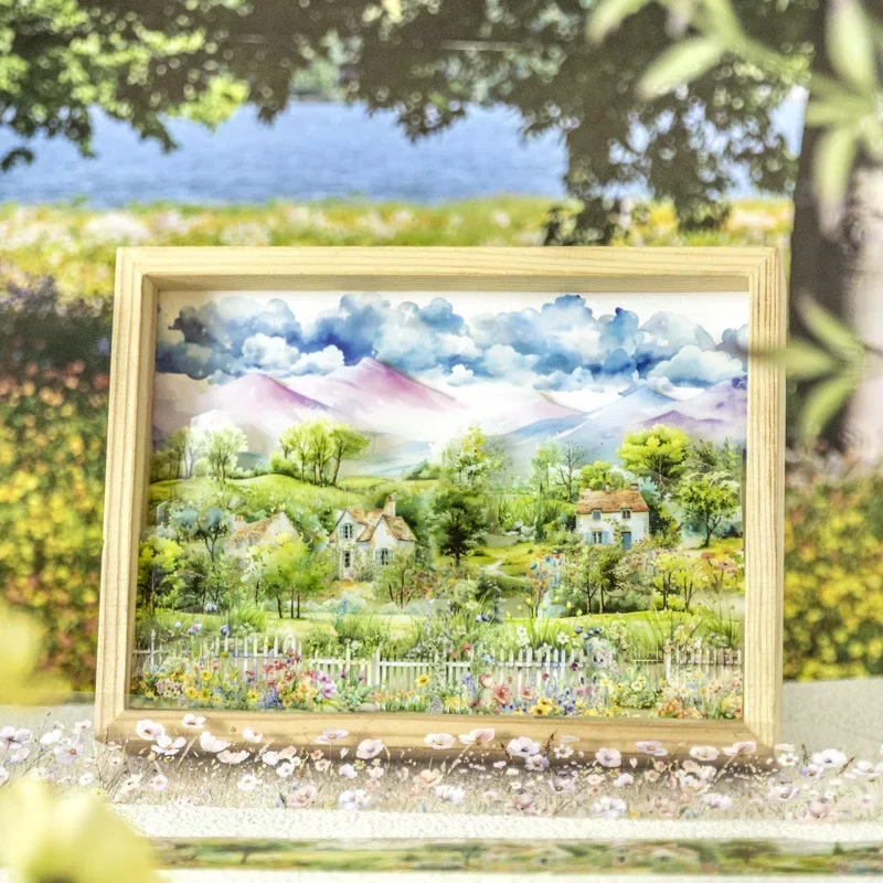 1Roll PET idyllic Handbook stickers Adhesives School Tape Garden in the Woods Supplies DIY material Writing Scrapbook 40mm*2m 3