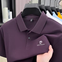 Polo de luxe pour homme en coton brodé avec lettres, à manches courtes et revers, idéal pour le quotidien et polyvalent 5