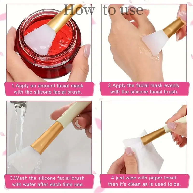 makeup brush set makeup brush facial mask brush makeup tool set makeup tool Professional Silicone Mask Brush Candy Color Facial Mud Soft Tip Applicator Making Tools Face Mask Glue Brush DIY Makeup