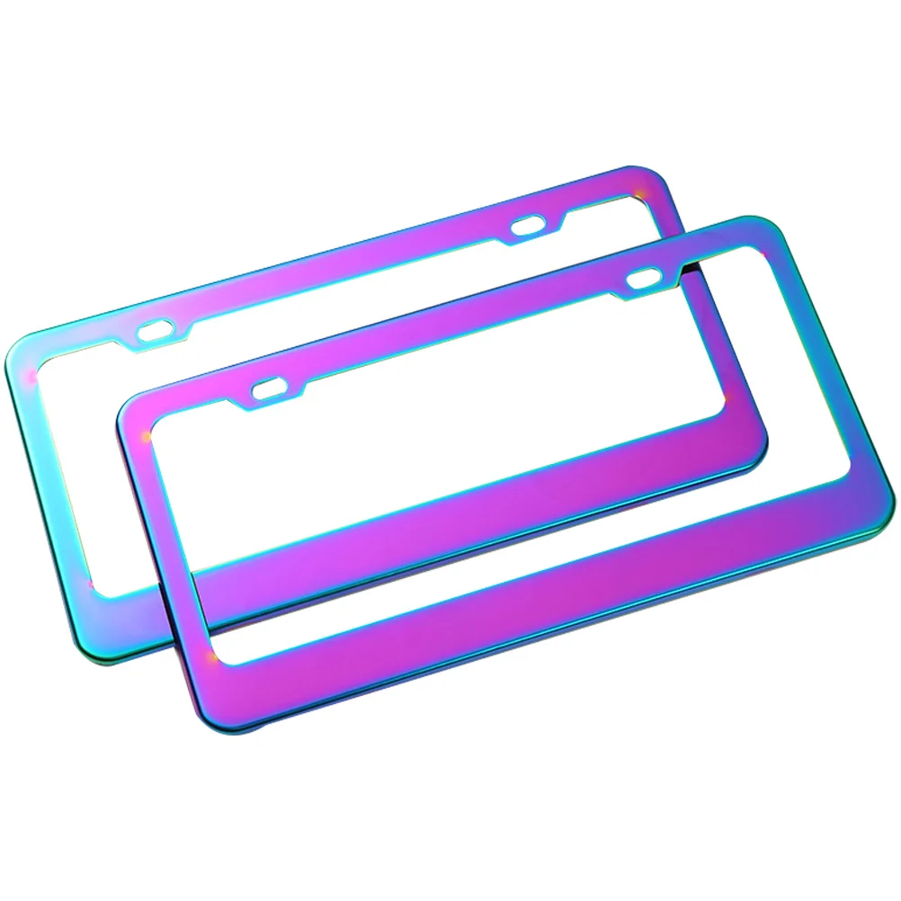 

1 Pair License Plate Frame Cover Us Style Stainless Steel Auto Car Tag Holder