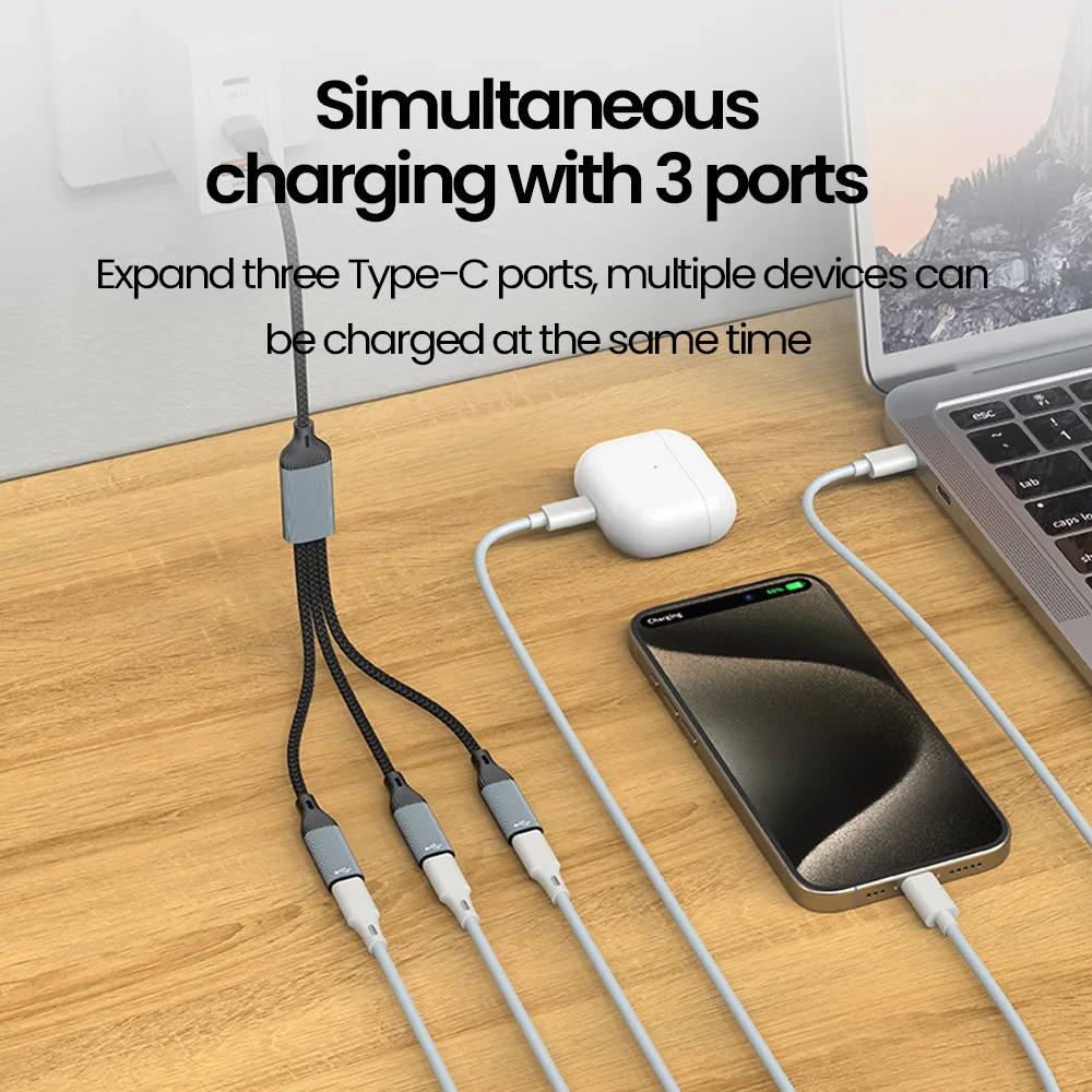 Olaf Hub USB 유형 C-3 포트 USB C 분배기 확장 도킹 스테이션 읽기 카드 데이터 전화 PC 노트북 용 OTG 어댑터 케이블