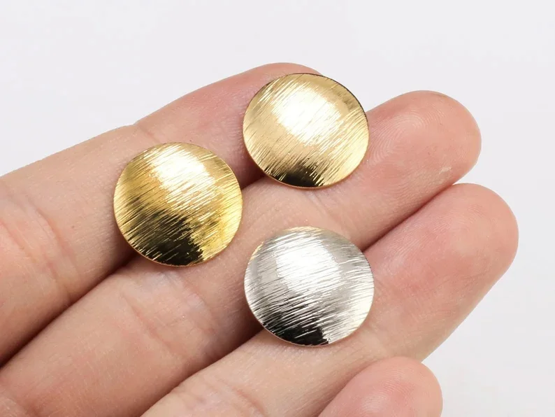 

6pcs Textured Round Earrings, Stud Earrings, Real 14K gold plated, Earring Connector, Earring Accessories, Jewelry Making G091