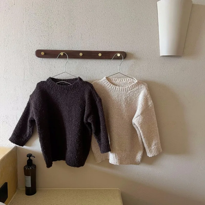 

Children Sweater 2023 Spring Autumn New Fashionable Korean Style Solid Color Boys and Girls Casual Simple Soft Pullover