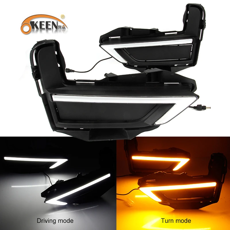 

2Pcs DRL For Nissan X-Trail X trail Rogue 2017 2018 2019 2020 Daytime Running Lights fog lamp cover Daylight turn signal