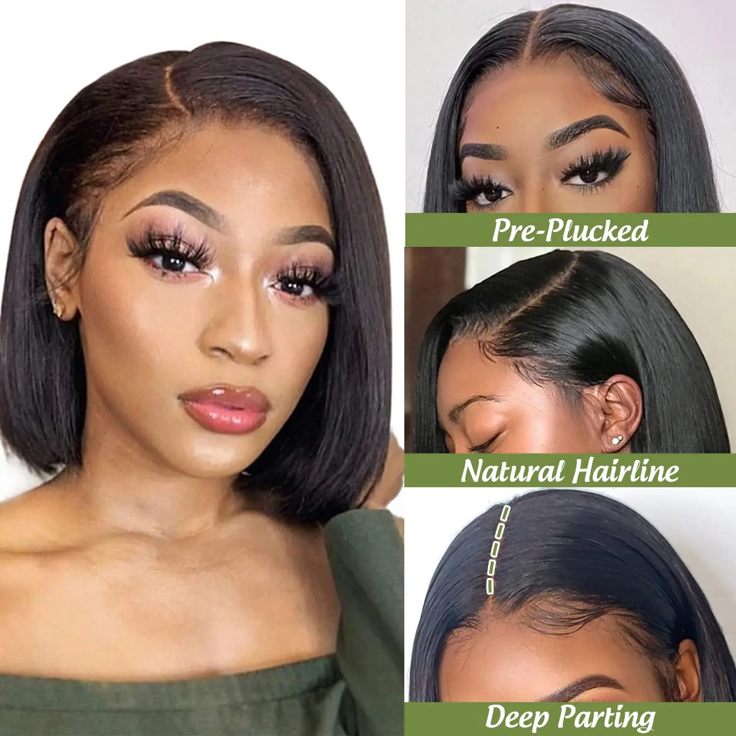 

Suttie Glueless Lace Front Human Hair Wigs Short Straight Bob Wig 4x4 Closure Wig Indian 13x4 Lace Frontal Wigs For Women