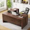 62.2" Executive Desk with Mobile File Cabinet, L-Shaped Office Desk with Storage Shelves, Large Computer 4