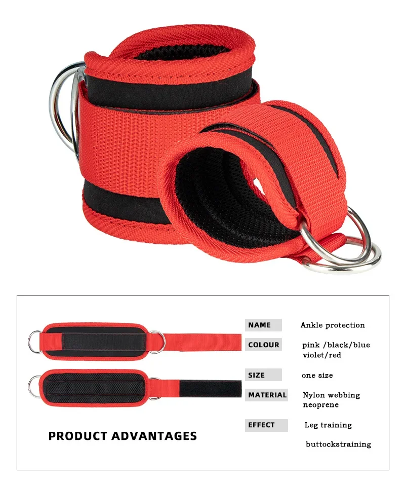 Ankle Straps Gym Accessories Ankle Weights Strap Ankle Weights 1Pair Fitness Ankle Straps Leg Exercises Adjustable D-Ring Ankle Cuffs Gym Workouts Glutes Legs Strength Sports Feet Guard