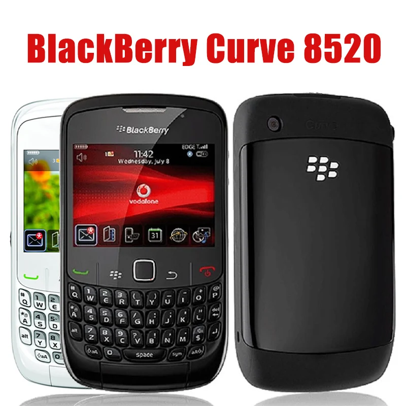 Originale Sbloccato Blackberry Curve 8520 Smartphone Bluetooth Mobile 5Mp Cellulare Fotocamera Bar Tastiera Qwerty Blackberry Os