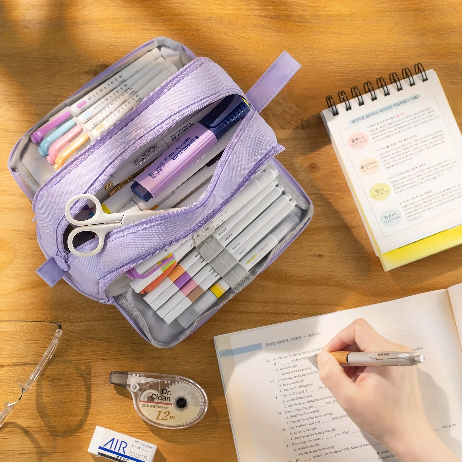 Pencil case Large capacity stationery case durable oxford cloth pencil case portable organizer for school office and university supplies