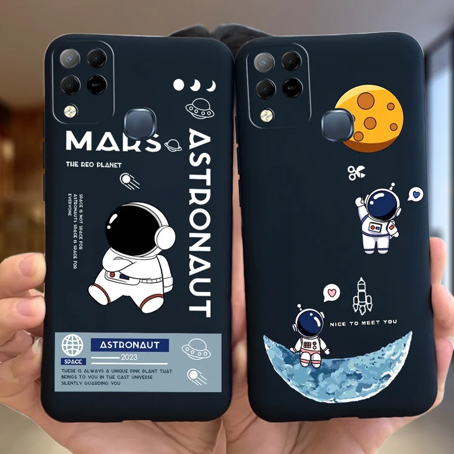 For Infinix X689F X689 Case Infinix Hot 11 G37 Hot 10S NFC 10T Coque Funda Soft Silicone Camera Protected Black Cat Space Man 6