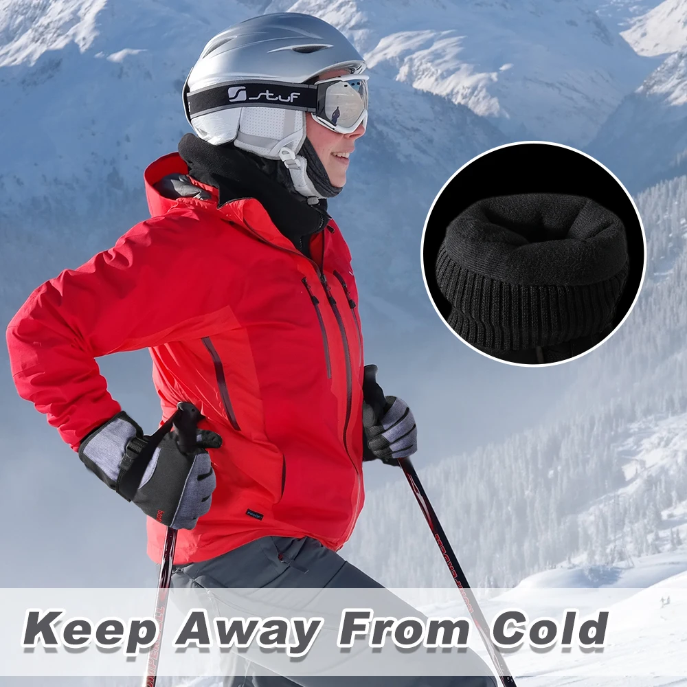 Men Ski Gloves Winter Warm Windproof Waterproof Touch-Screen Fleece Non-slip Snowboard Snowmobile Cycling Skiing Gloves Women 3
