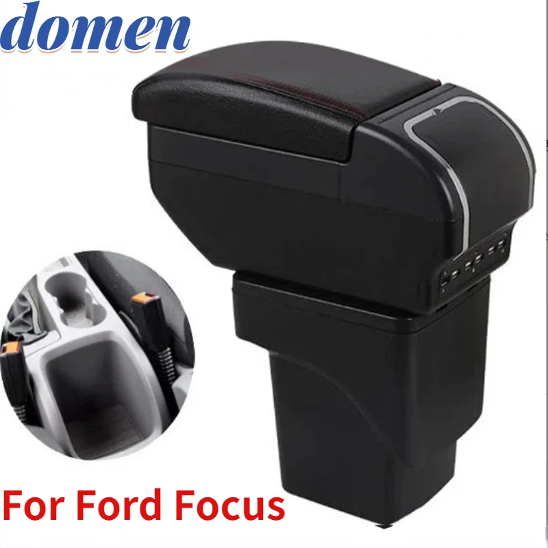 

For Ford Focus armrest box Interior Parts Car Central Content With Retractable Cup Hole Large Space Dual Layer USB