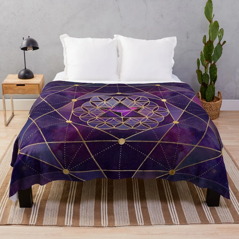 

Merkabah in flower of life - Sacred Geometry Throw Blanket Bed linens Designers Blankets