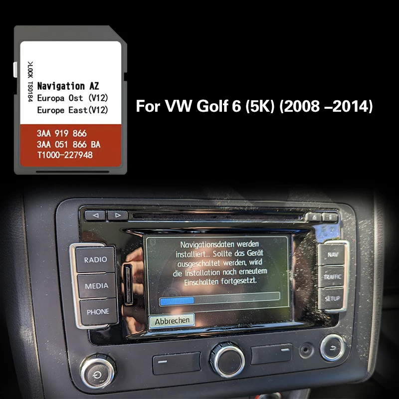 

AZ V12 OST For VW Golf 6 (5K) (2008 -2014) Cover Greece Kosovo Croatia Map Memory Card