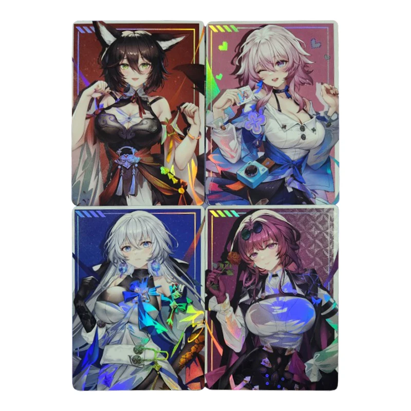

4 шт./набор Honkai: Star Rail Kafka Flash Card ACG Kawaii Классическая игра Аниме коллекционные карты Diy Подарочные игрушки
