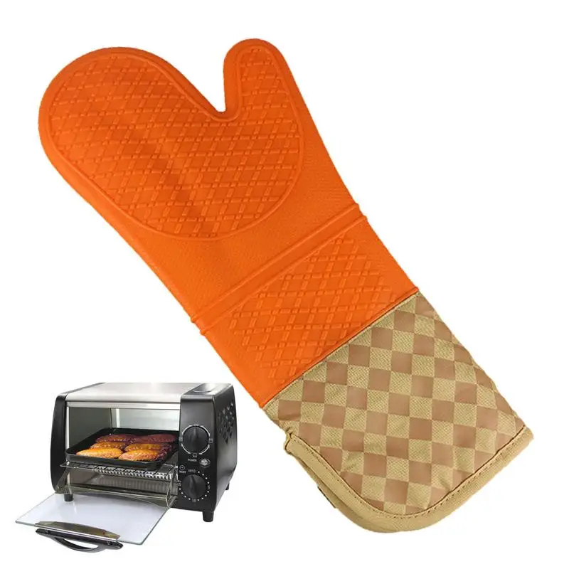 Extra Long Oven Mitts Extended Length Commercial Oven Gloves  Anti-scalding 1 Piece Cooking Gloves with Extra Long Protection