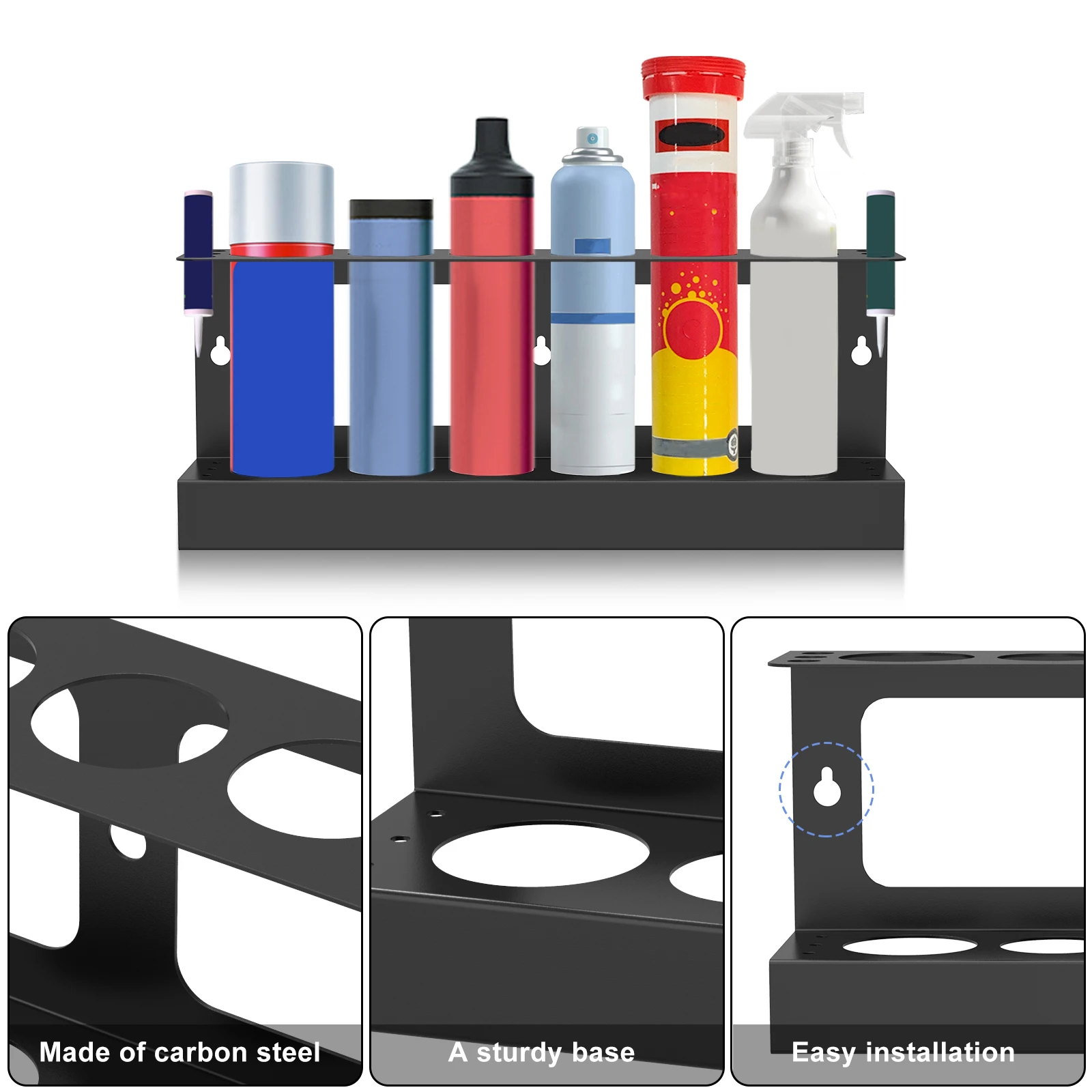 Support Mural Pour Tubes De Calfeutrage DOITOOL - Organisateur Garage, Atelier, Fourgon - Rangement Pratique Outils