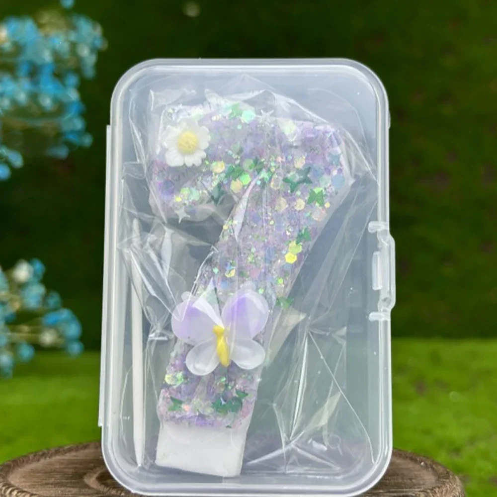 0-9 Number Butterfly Birthday Candle Coloful Purple Butterfly Number Candle Cake Topper Decoration Birthday Party DIY Decoration