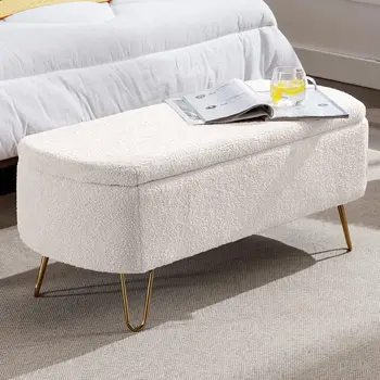 Modern Boucle Storage Bench 1