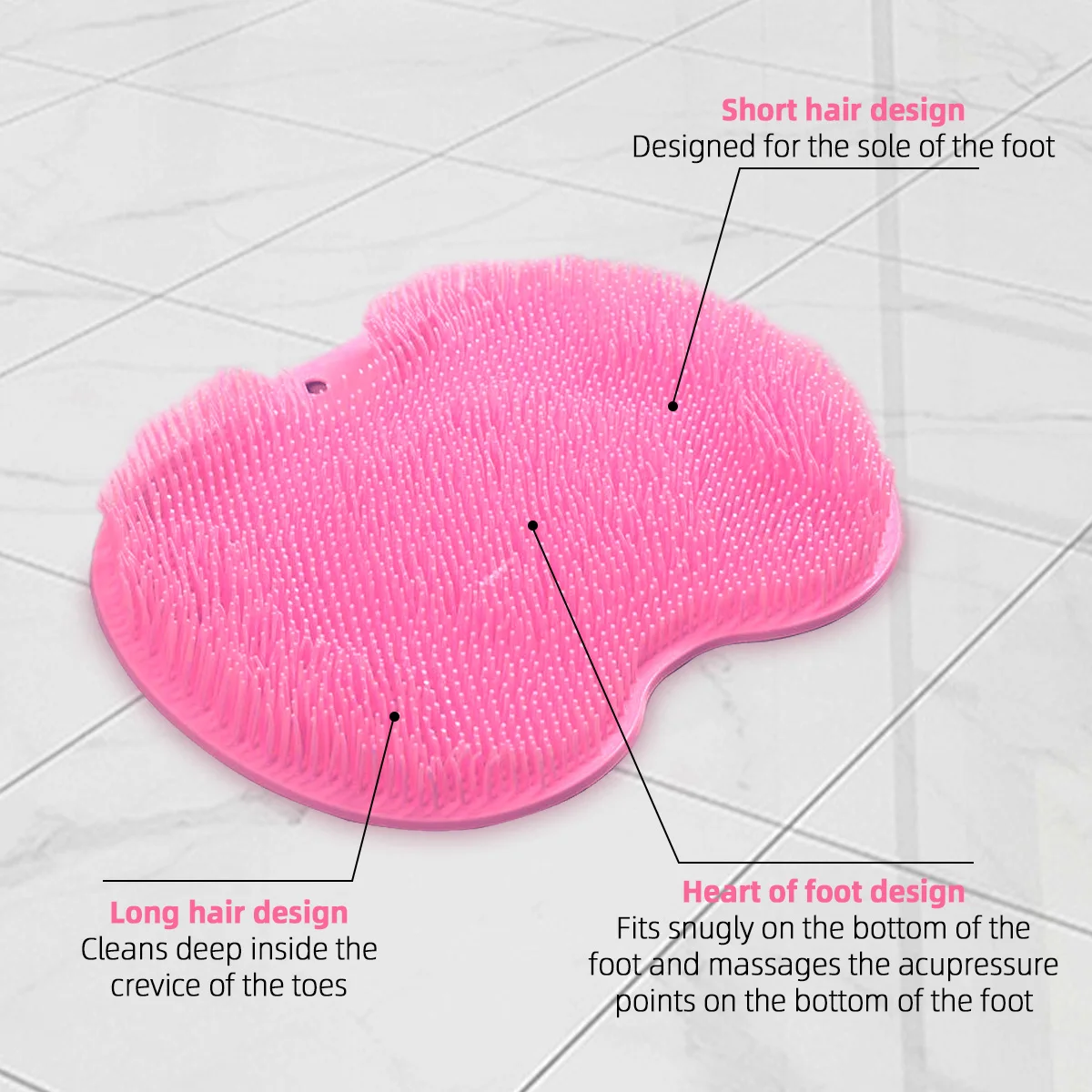 Silicone Back Scrubbing Brush Non Slip Foot Scrub Mat Bath Massage 2 in 1 Combination Foot Scrub Shower Mat with Suction Cup