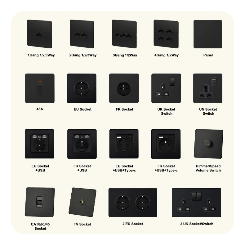 Dimmer Painel de Aço Inoxidável Tomada EU