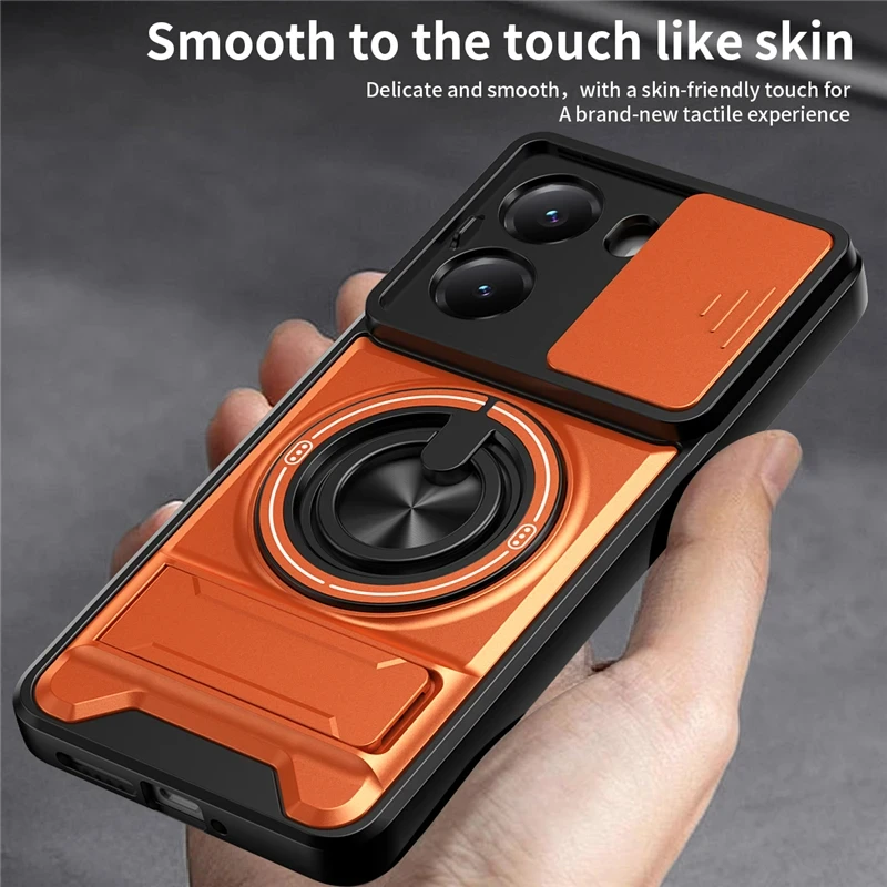 Magnetic Ring Stand Holder Phone Case with Shockproof Slide Lens Protector Cover