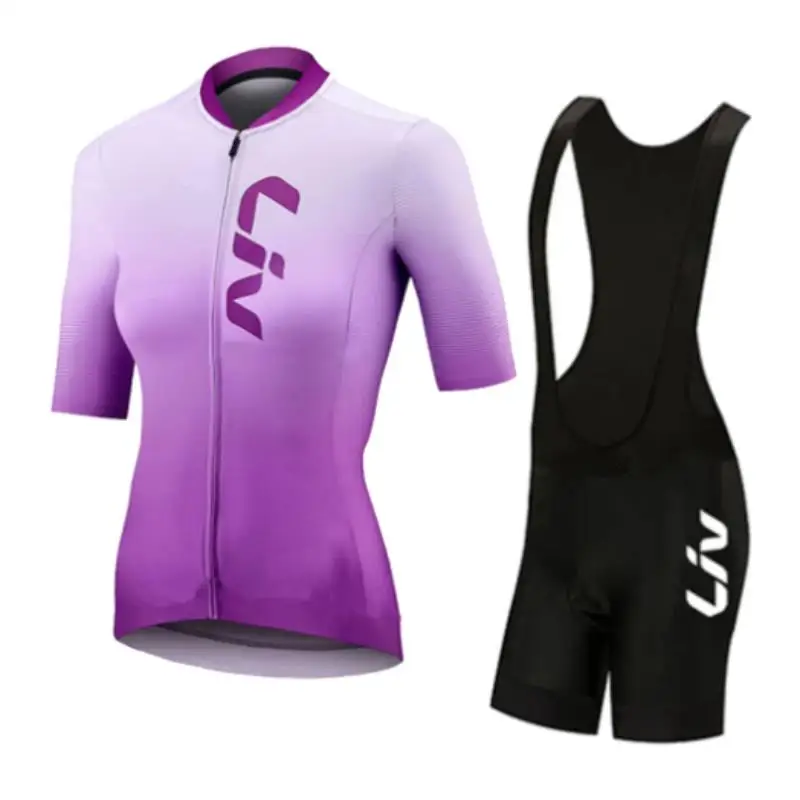LIV Summer Cycling Jersey Bib Shorts Set Women 19D MTB Bicycle Short Sleeve Cycling Clothing Wear Maillot Conjunto Ropa Ciclismo 2