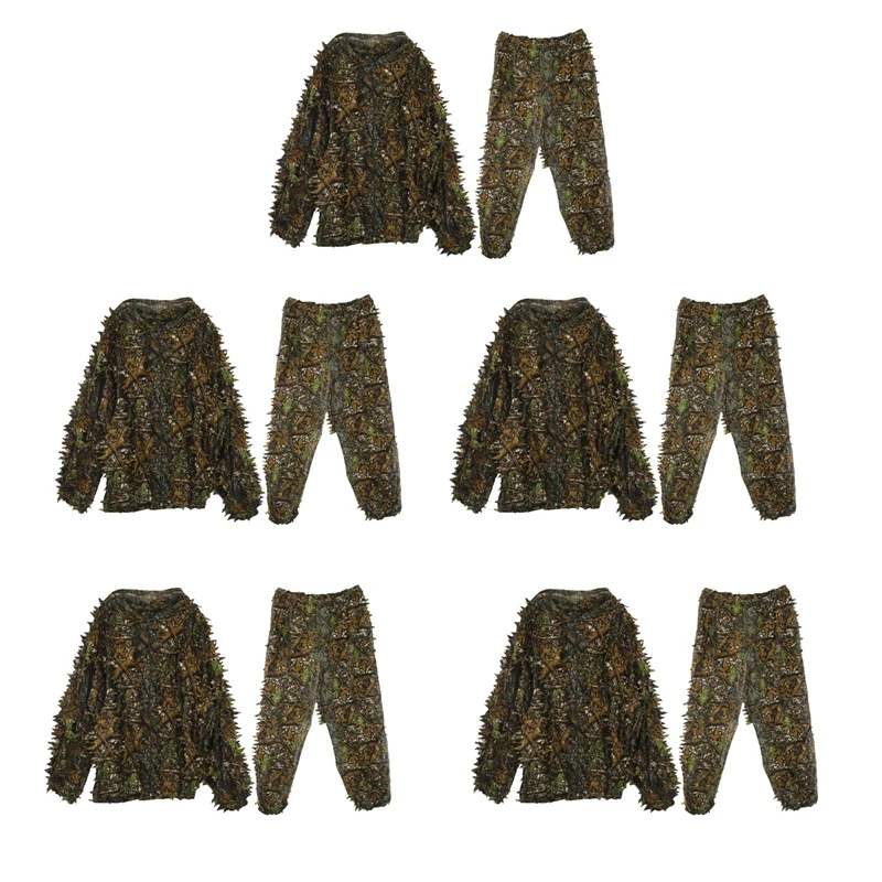 

5X 3D Leaf Adults Ghillie Suit Woodland Camo/Camouflage Hunting Deer Stalking In